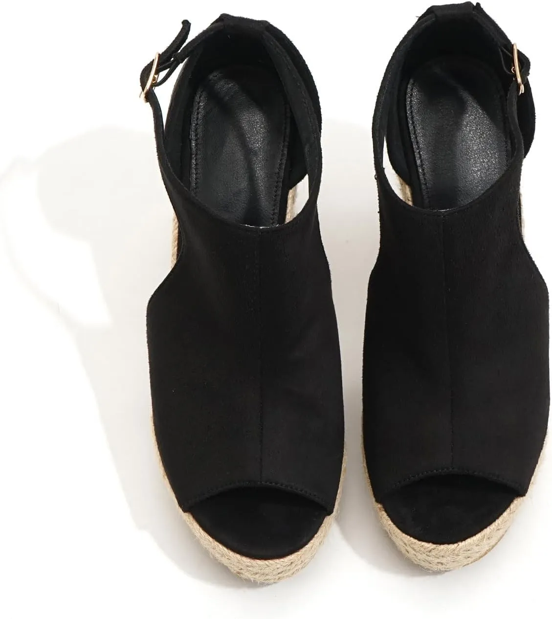 Chic Espadrille Wedge Sandals - Stylish Peep Toe with Cut-Out Detail, Adjustable Buckle Strap, Stiletto Heels, and Comfortable Platform - Perfect Trendy Footwear for Your Summer Holiday 520-1