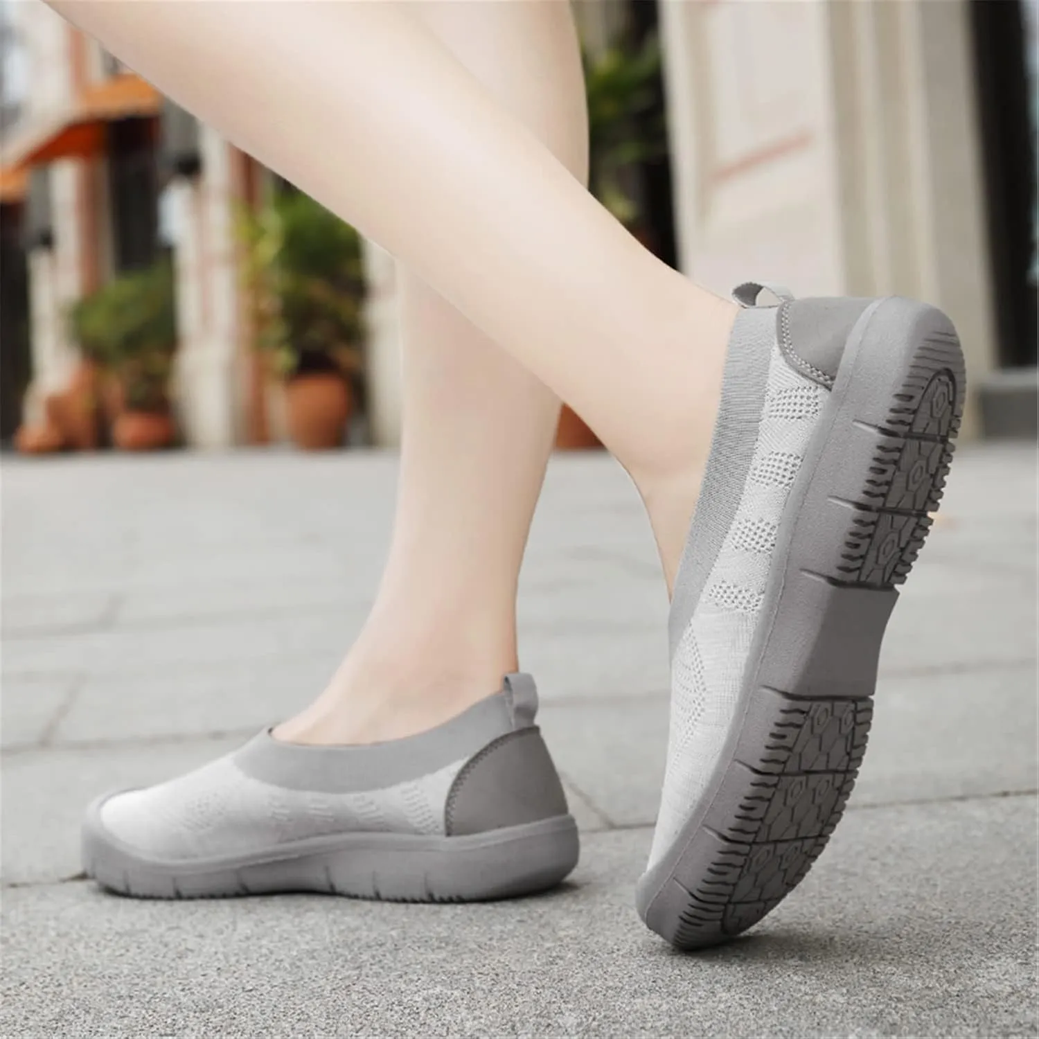 ChicWind Women's Easy Slip on Sock Shoes Round Toe Mesh Nurse Flat Sneakers Work Loafers
