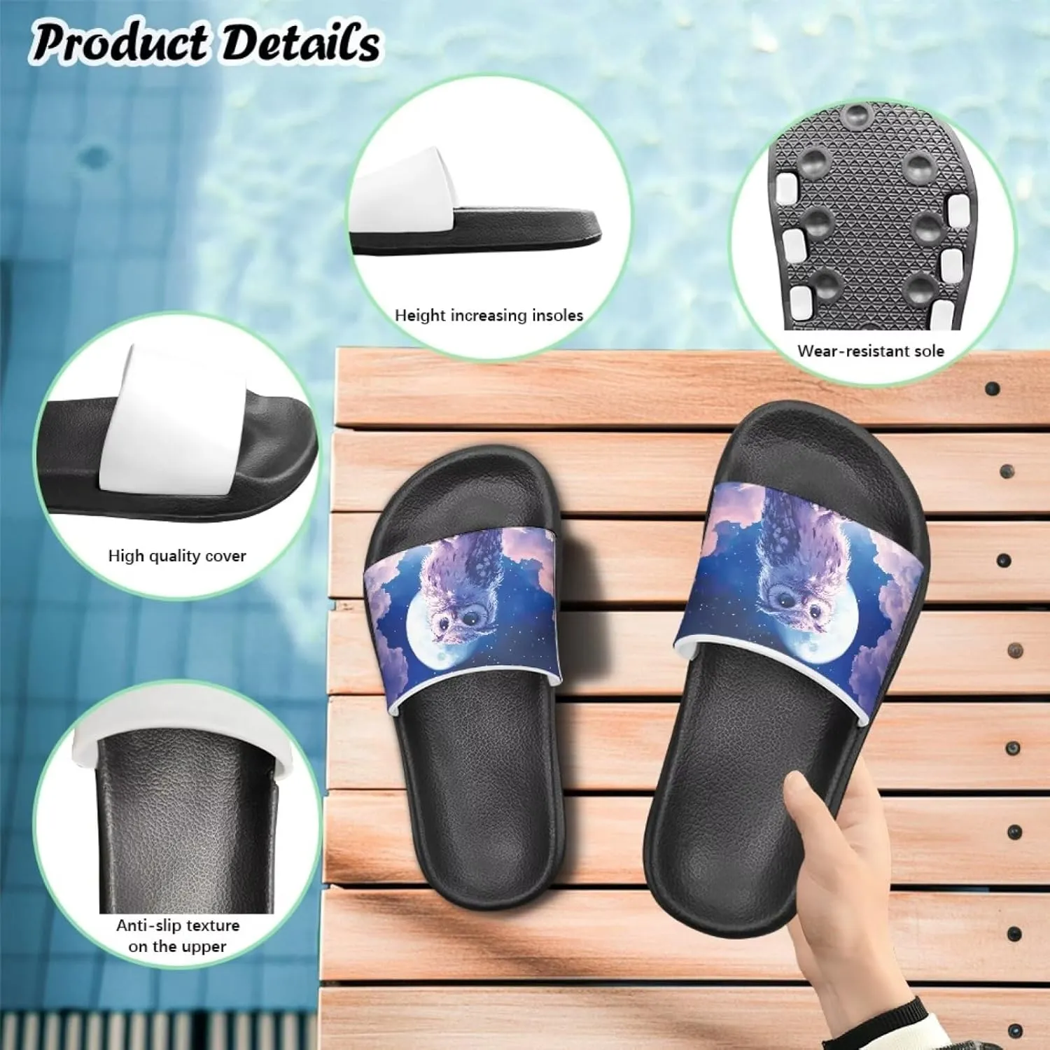 Children Slide Sandals Soft Anti-Skid Sandal Comfort Lightweight Slip On Summer Slippers for Beach Pool