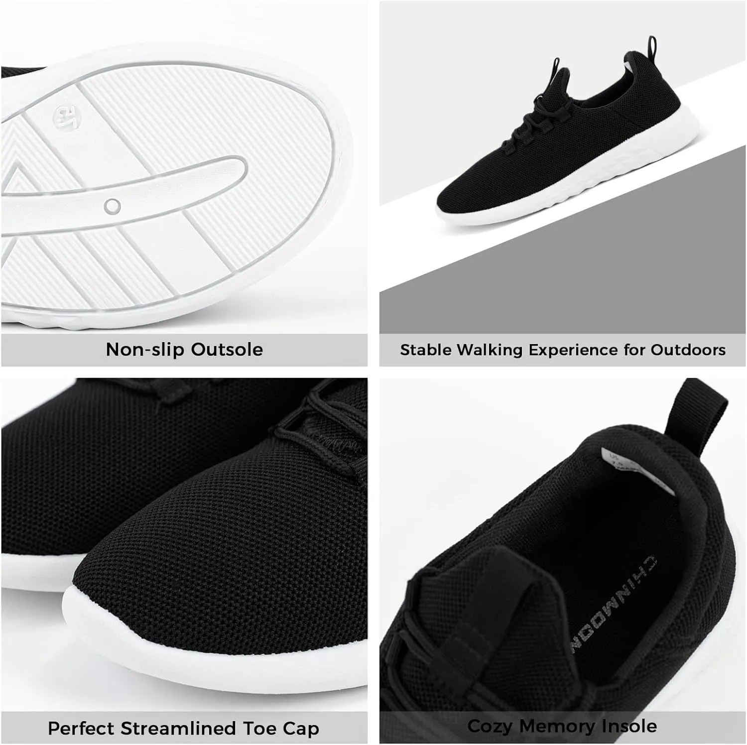 CHIN·MOON Women's Slip On Walking Shoes Lightweight Non Slip Running Gym Shoes Breathable Fashion Sneakers
