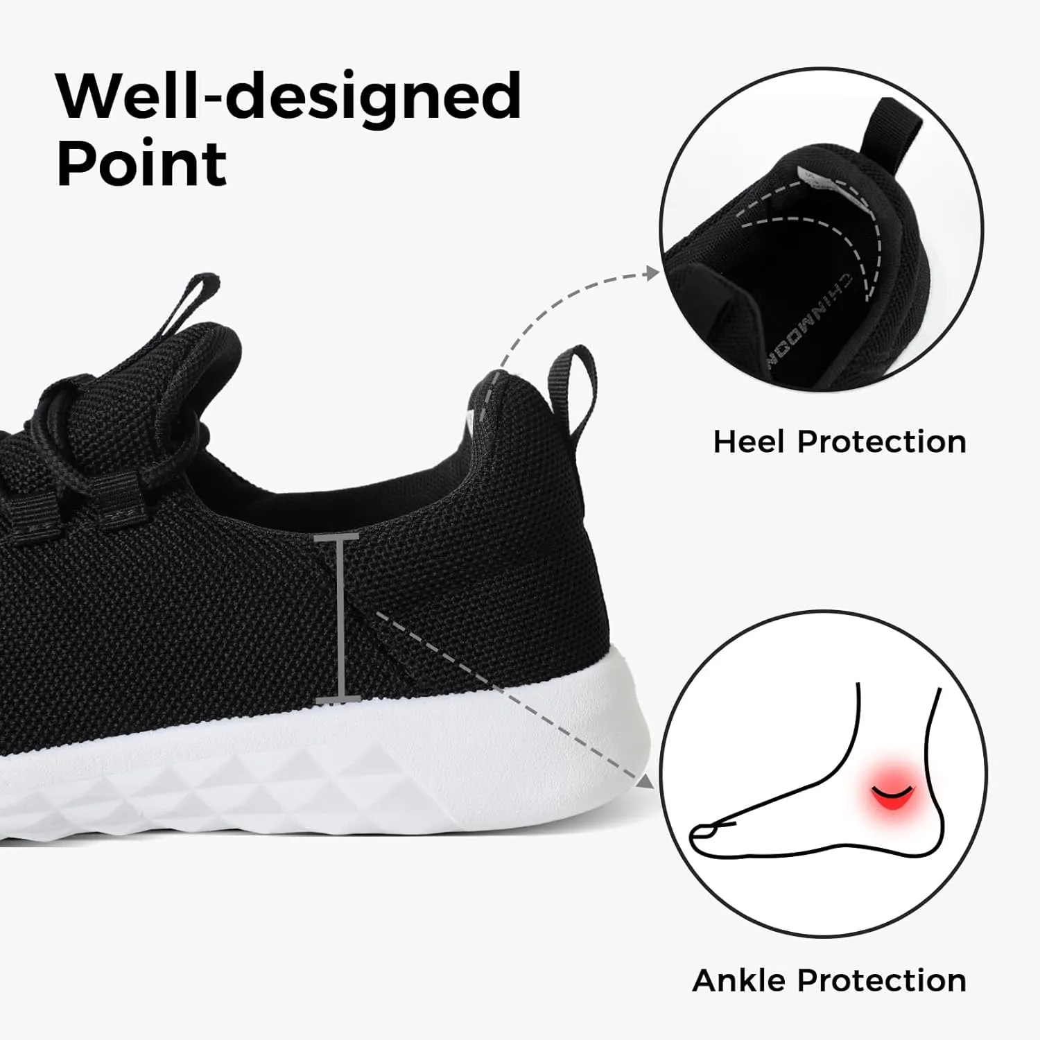 CHIN·MOON Women's Slip On Walking Shoes Lightweight Non Slip Running Gym Shoes Breathable Fashion Sneakers