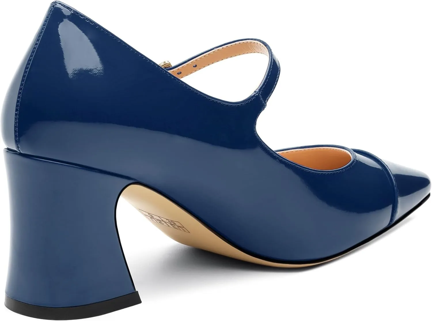 Chunky Block Heels for Women Square Patent Mary Jane Closed Toe Slip On Pumps Party Dress Wedding Shoes 2.5Inch