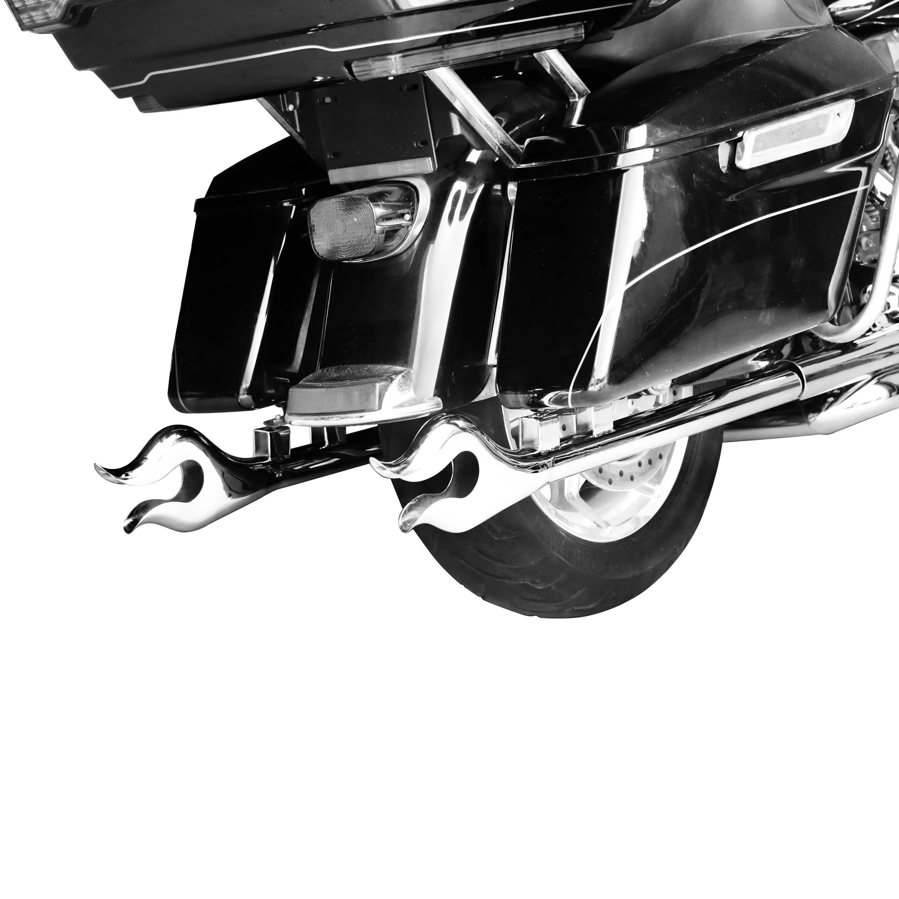 Classic Flame Fishtail Mufflers for Harley Davidson Touring Exhaust 95-16 Models