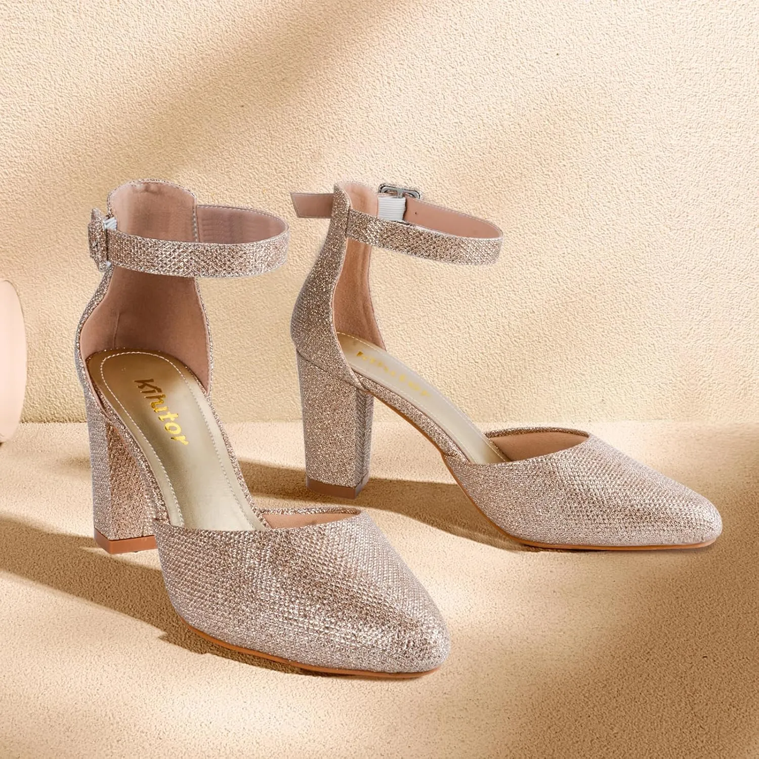 Closed Toe Heels for Women - Black Nude White Silver Gold Round Toe Chunky Wedding Block Women Pumps Shoes, 3 Inch