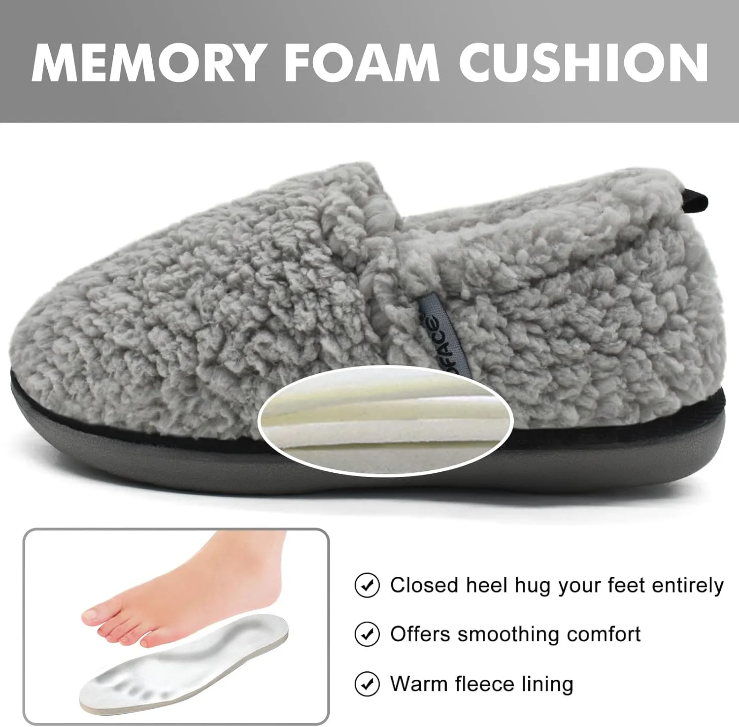 COFACE Womens Slippers Fuzzy Memory Foam Soft Plush Sherpa Fleece Lining Slippers For Women With Cozy Cushion Ladies Lightweight Warm Slippers