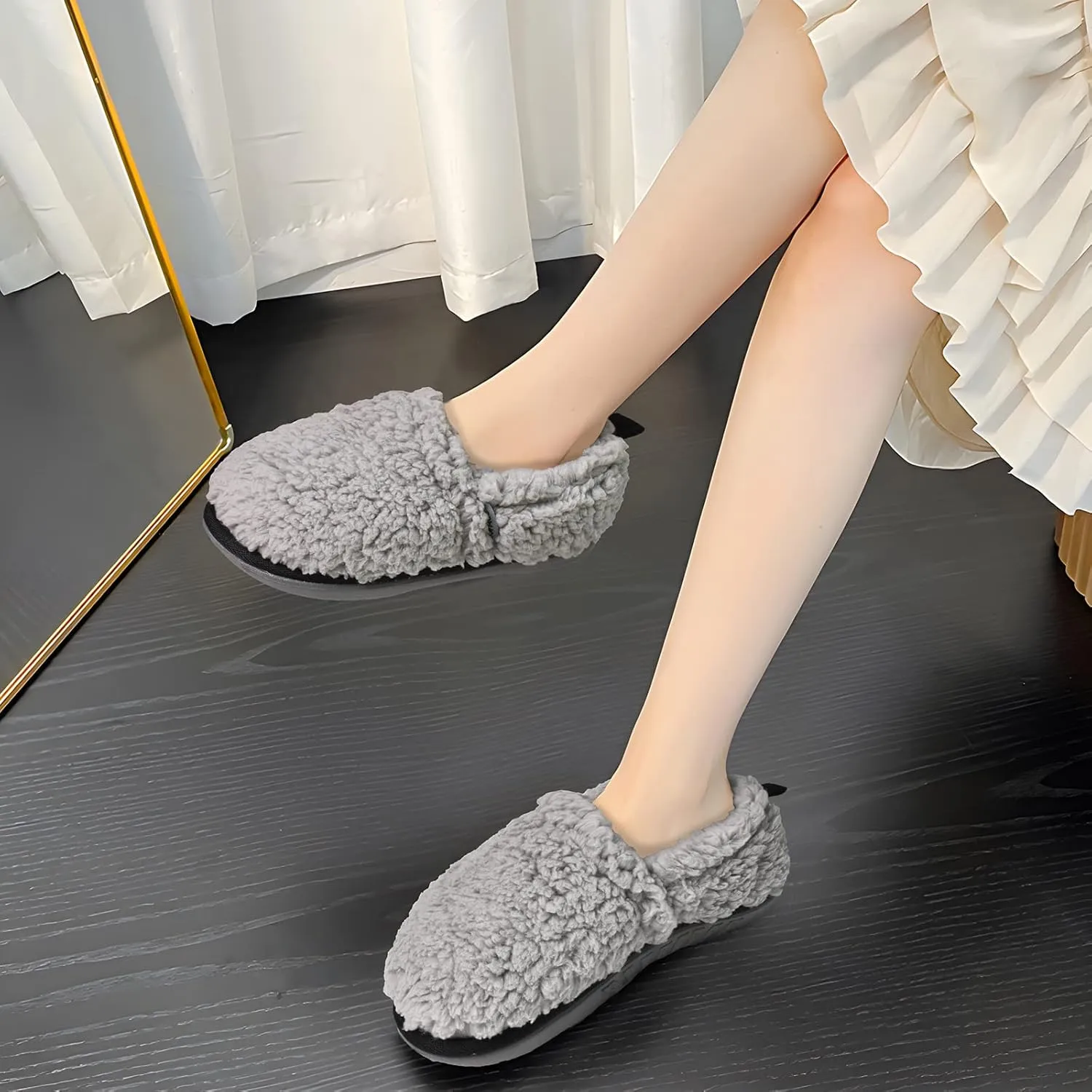 COFACE Womens Slippers Fuzzy Memory Foam Soft Plush Sherpa Fleece Lining Slippers For Women With Cozy Cushion Ladies Lightweight Warm Slippers