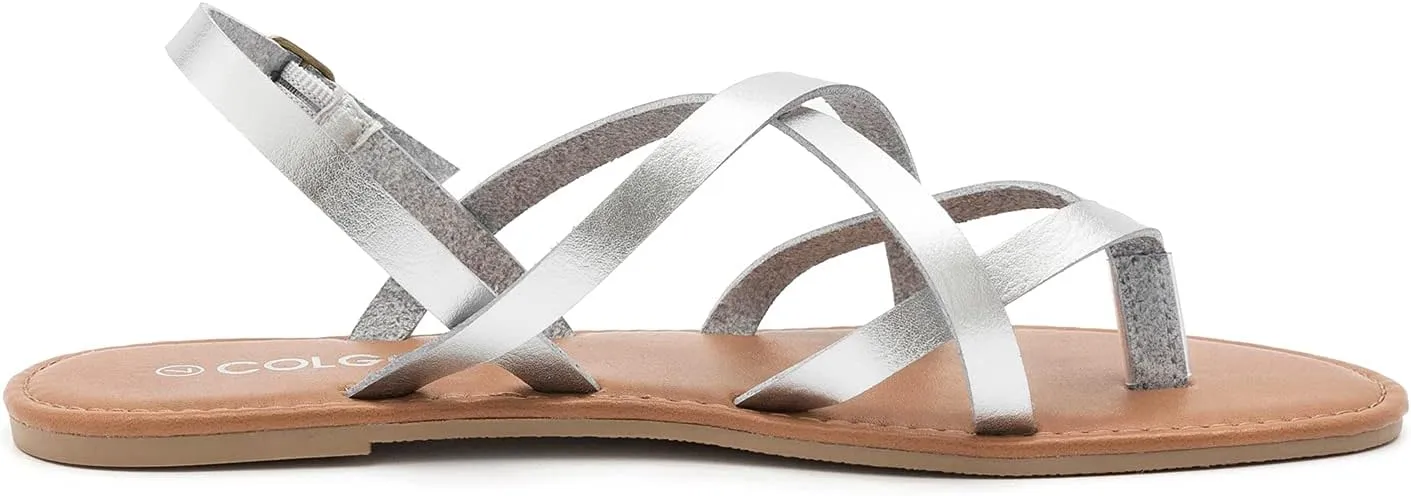Colgo Women's Summer Strappy Flat Sandals, Adjustable Casual Fisherman Sandal with Open Toe Slingback Gladiator Sandals