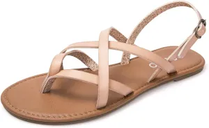 Colgo Women's Summer Strappy Flat Sandals, Adjustable Casual Fisherman Sandal with Open Toe Slingback Gladiator Sandals