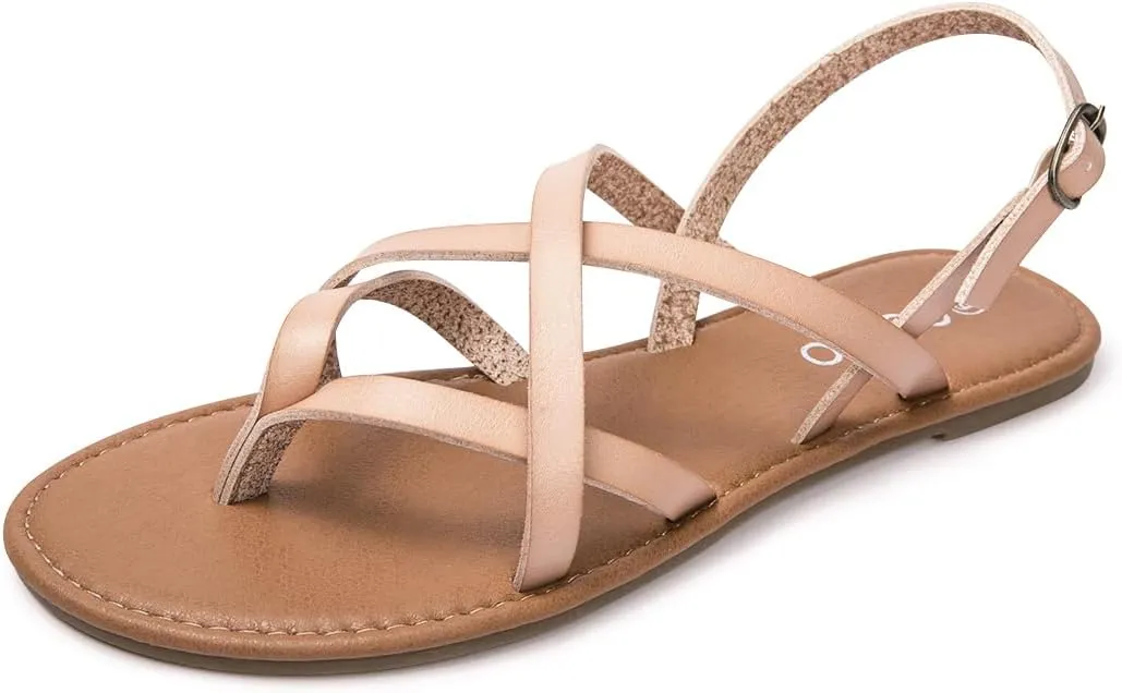 Colgo Women's Summer Strappy Flat Sandals, Adjustable Casual Fisherman Sandal with Open Toe Slingback Gladiator Sandals