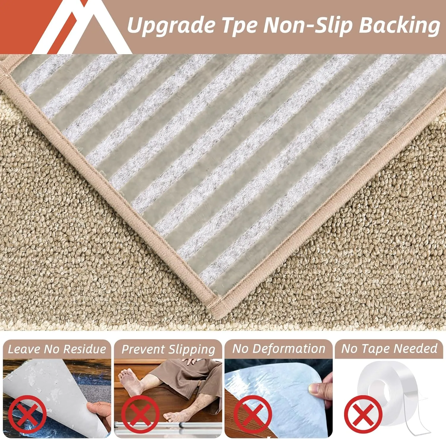 COSY HOMEER Soft Stair Treads 15pcs Non-Slip Carpet Mat 28inX9in Indoor Stair Runners for Wooden Steps,Stair Rugs for Kids and Dogs, 100% Polyester TPE Backing Beige,Square
