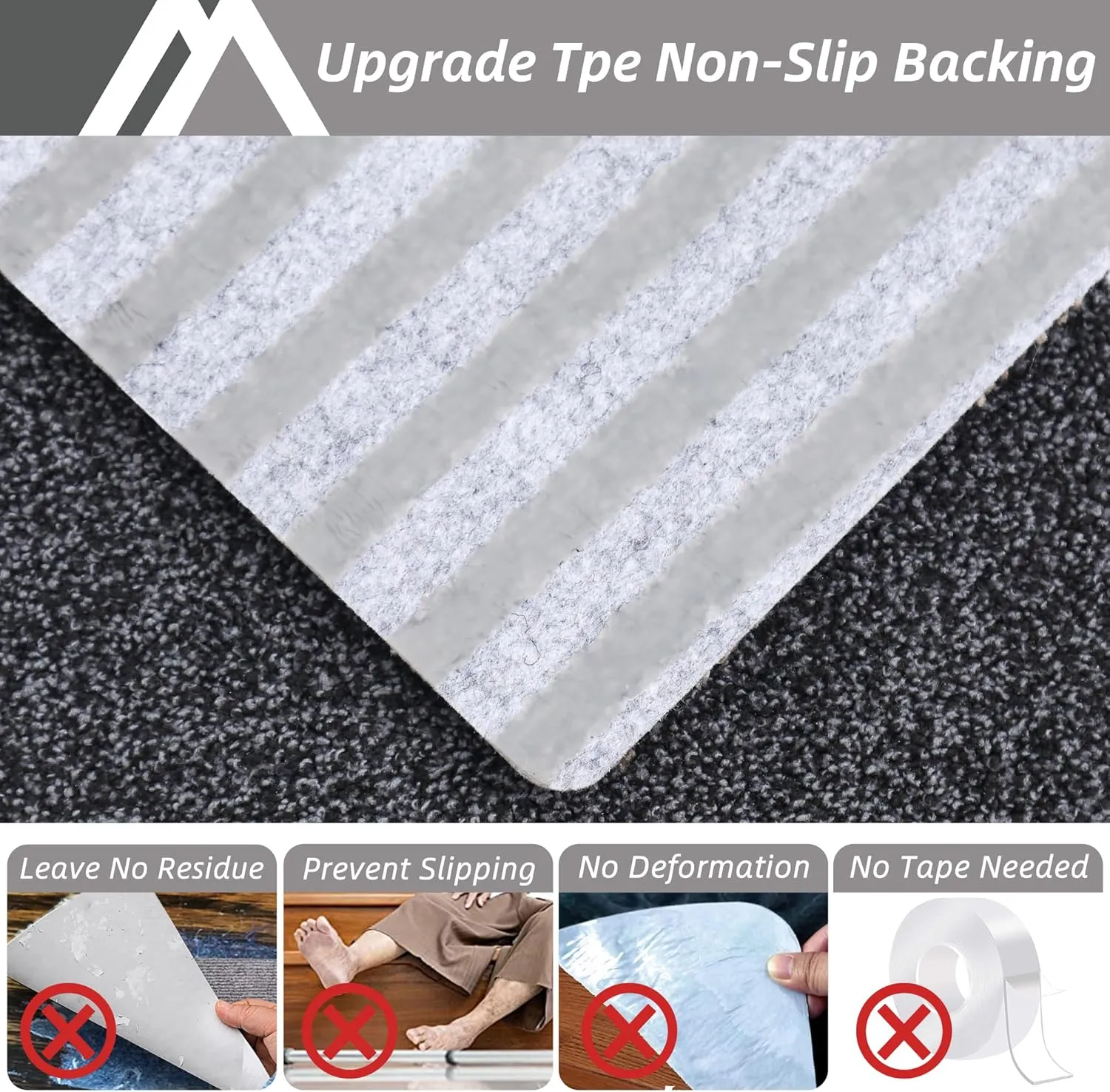 COSY HOMEER Stair Treads Non-Slip Carpet Mat 28inX9in Indoor Stair Runners for Wooden Steps, Stair Rugs for Kids and Dogs, 100% Polyester TPE Backing 10pcs,Black