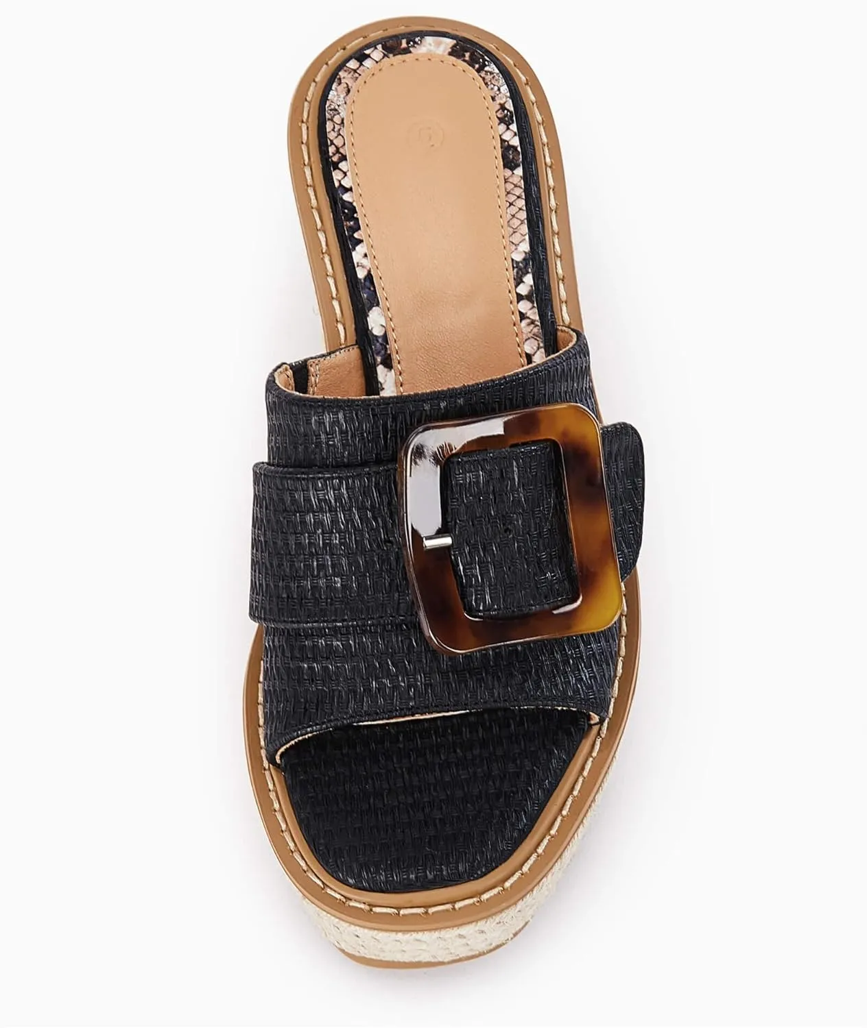 Coutgo Women's Wedge Platform Espadrille Slide Sandals Slip On Open Toe High Heels Buckle Casual Summer Shoes