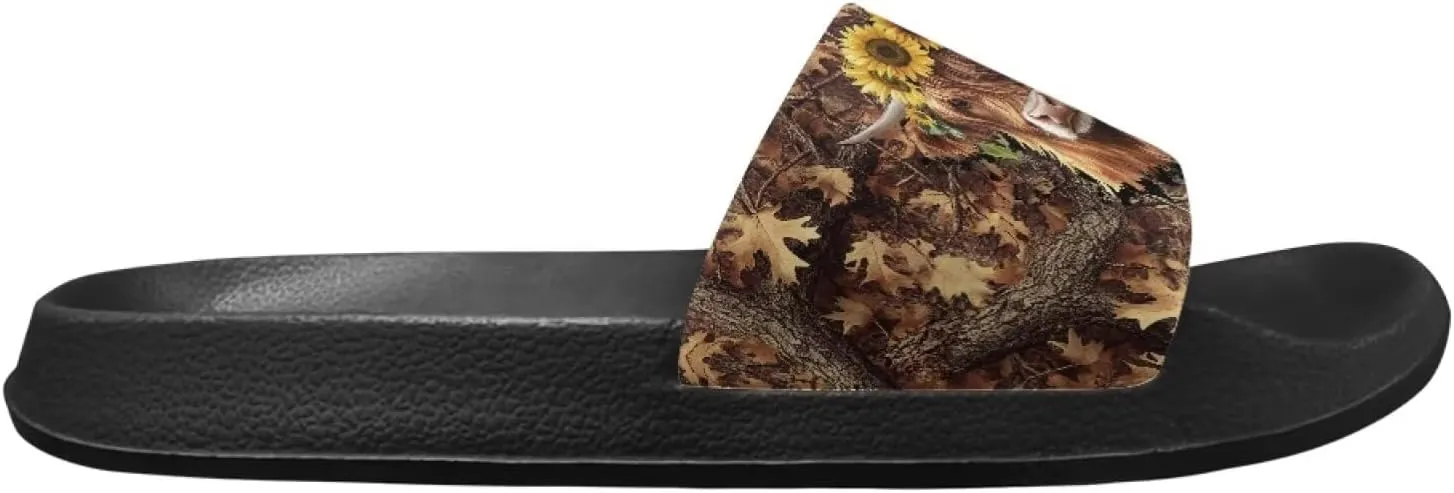 Cow Slippers Slip On Womens Flats Sandals Summer Beach Sandal for Lady Comfort Soft Footbed House Slipper