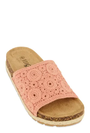 Crochet Band Low Platform Slide Sandals