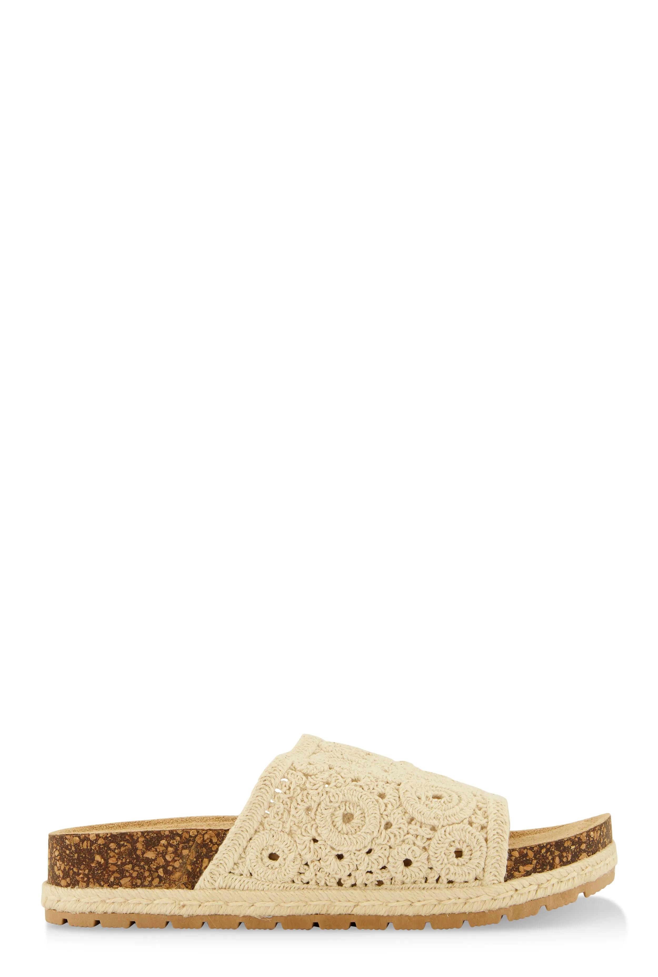 Crochet Band Low Platform Slide Sandals