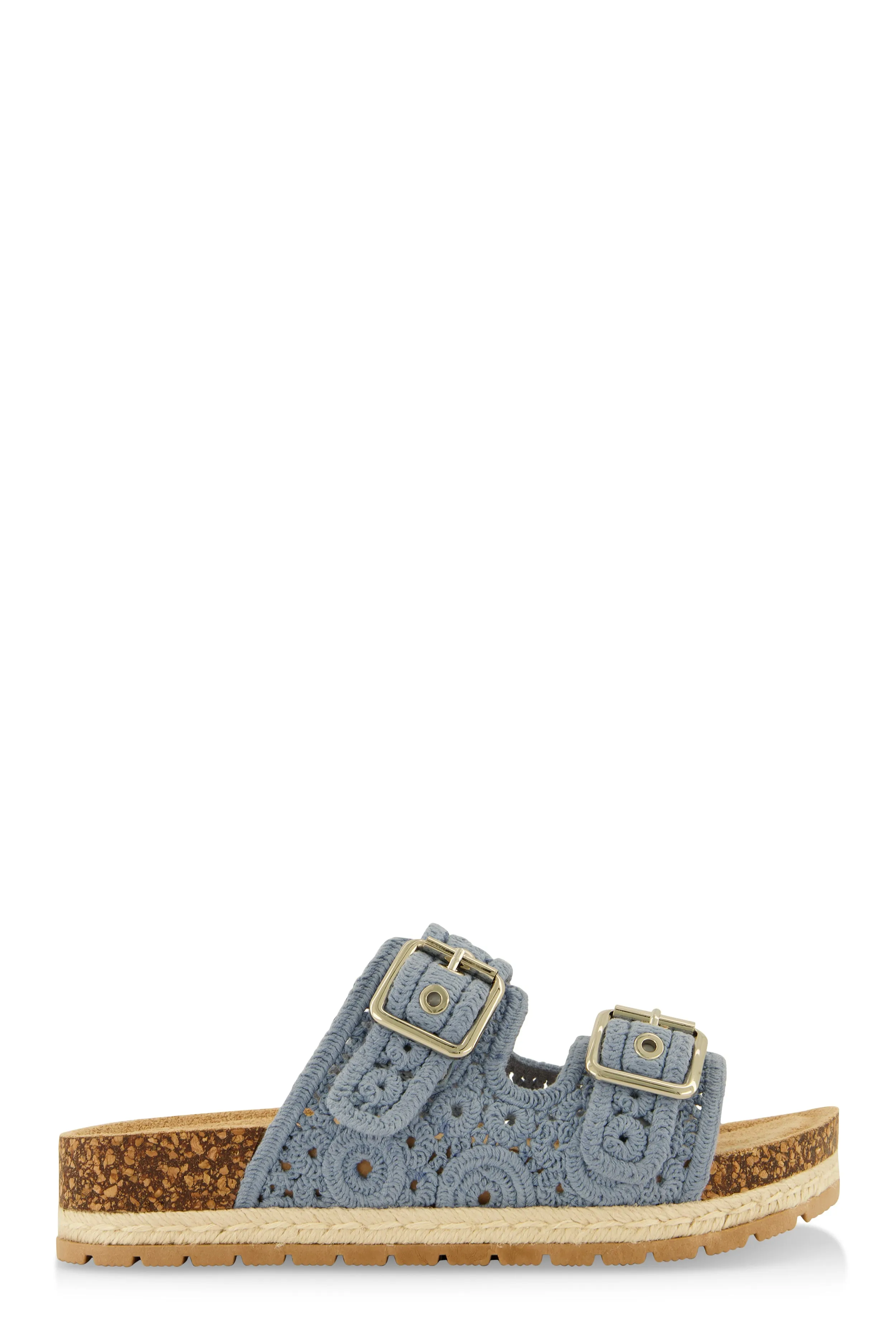 Crochet Double Buckle Espadrille Footbed Sandals