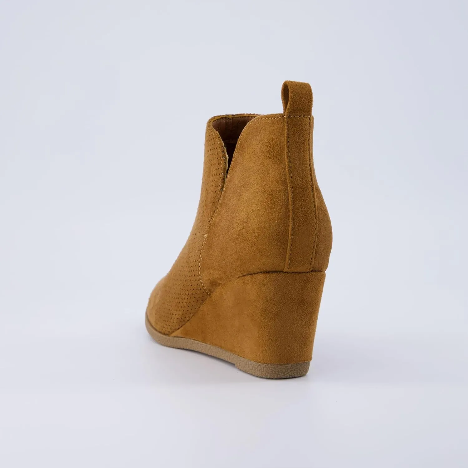 CUSHIONAIRE Women's Tito Wedge Bootie - Soft Vegan Suede, Memory Foam, Wide Width Available