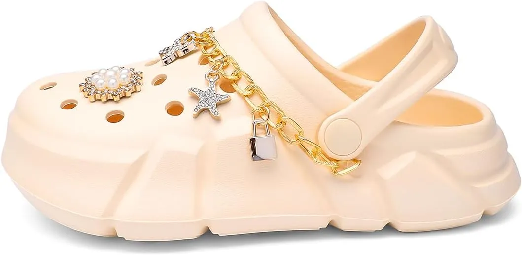 Cute Butterfly-Themed Lightweight Girls' Clogs, Platform Soft Sole Closed Toe EVA Home Garden Clog Shoes, Two-Way Wear Breathable Beach Clogs, Trendy Non-Slip Slip-On Sandals