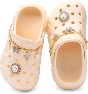 Cute Butterfly-Themed Lightweight Girls' Clogs, Platform Soft Sole Closed Toe EVA Home Garden Clog Shoes, Two-Way Wear Breathable Beach Clogs, Trendy Non-Slip Slip-On Sandals