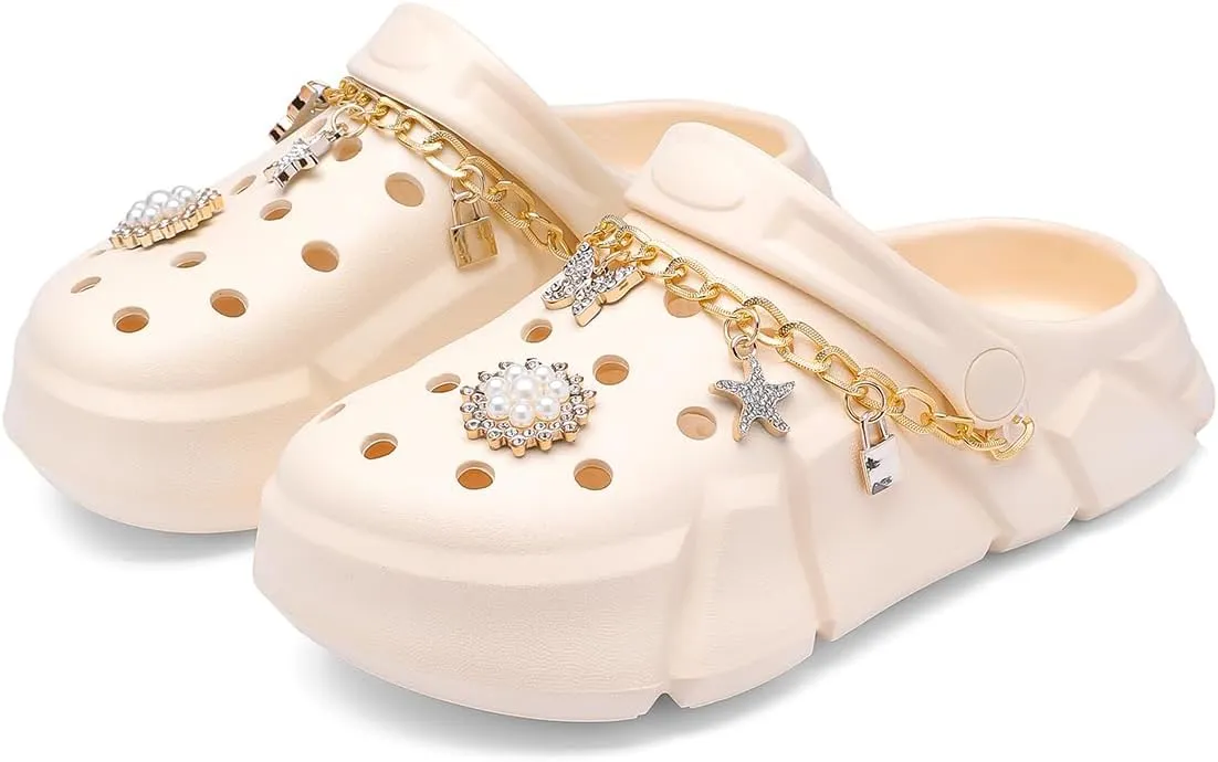Cute Butterfly-Themed Lightweight Girls' Clogs, Platform Soft Sole Closed Toe EVA Home Garden Clog Shoes, Two-Way Wear Breathable Beach Clogs, Trendy Non-Slip Slip-On Sandals