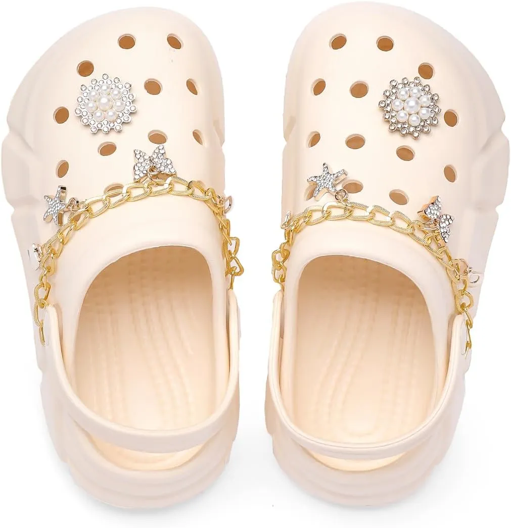 Cute Butterfly-Themed Lightweight Girls' Clogs, Platform Soft Sole Closed Toe EVA Home Garden Clog Shoes, Two-Way Wear Breathable Beach Clogs, Trendy Non-Slip Slip-On Sandals