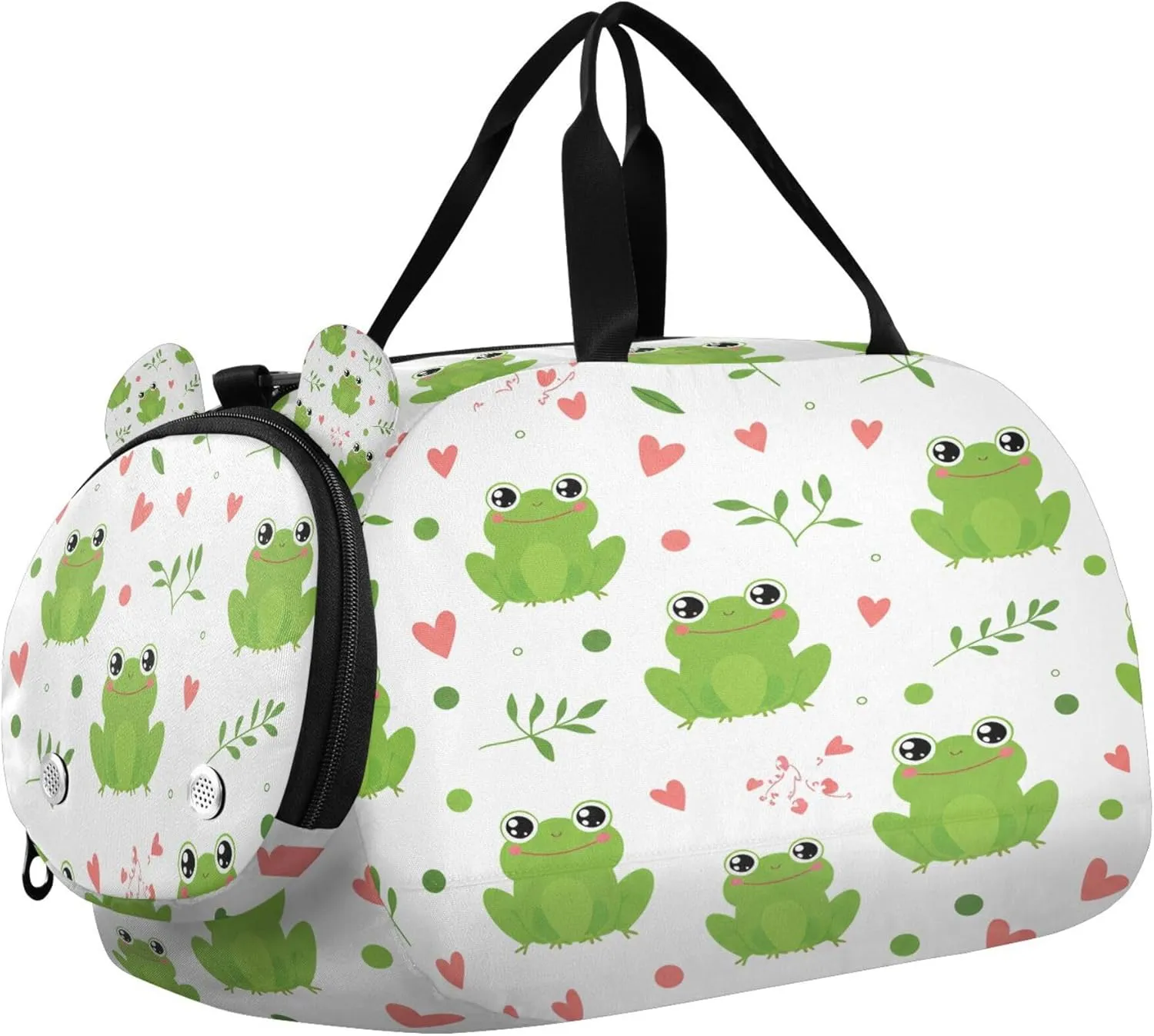 Cute Frogs Kids Overnight Sports Duffel Bags with Shoe Compartment & Wet Pocket Travel Sport Gym Bag for Girls Boys