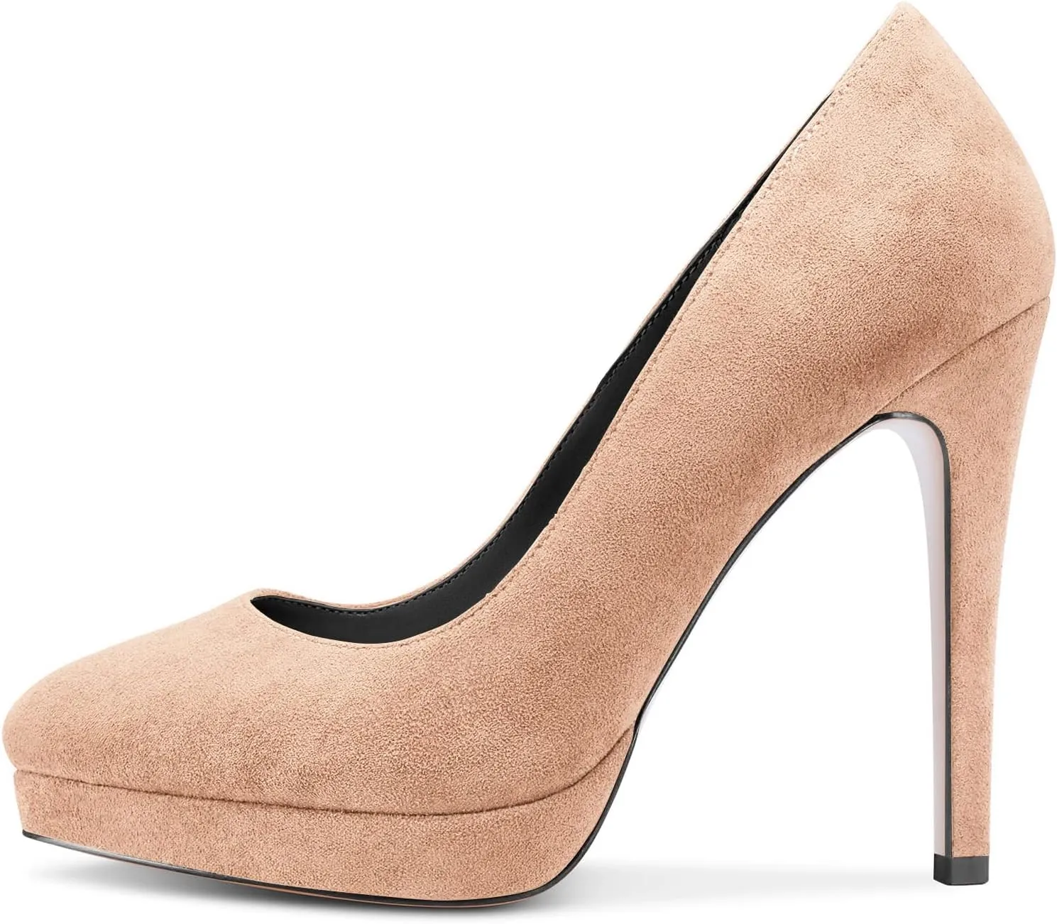 DearOnly Womens Platform Pumps Round Closed Toe Slip On Stiletto High Heel Suede Dress Shoes Bridal Wedding Office 5 Inch
