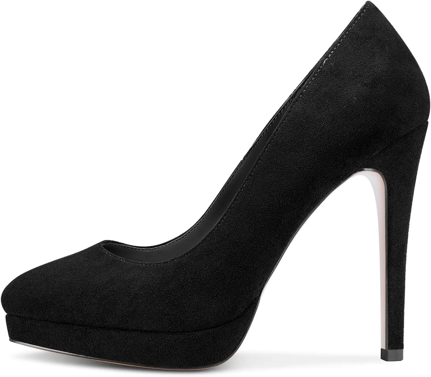 DearOnly Womens Platform Pumps Round Closed Toe Slip On Stiletto High Heel Suede Dress Shoes Bridal Wedding Office 5 Inch