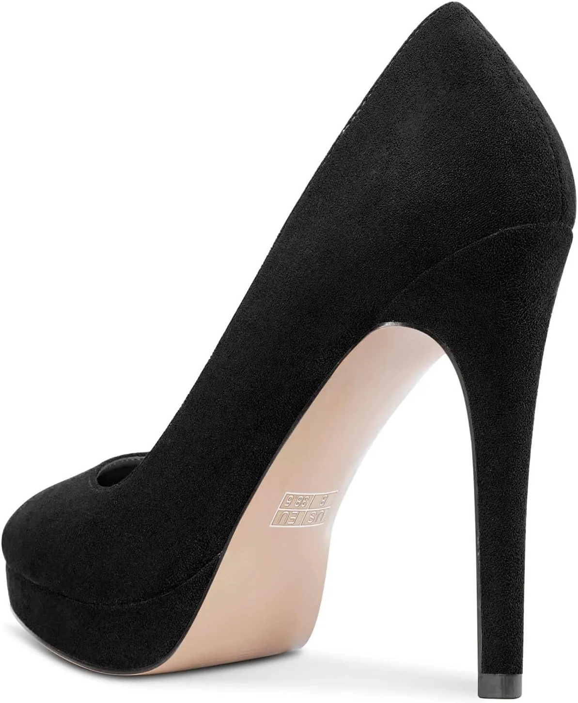 DearOnly Womens Platform Pumps Round Closed Toe Slip On Stiletto High Heel Suede Dress Shoes Bridal Wedding Office 5 Inch