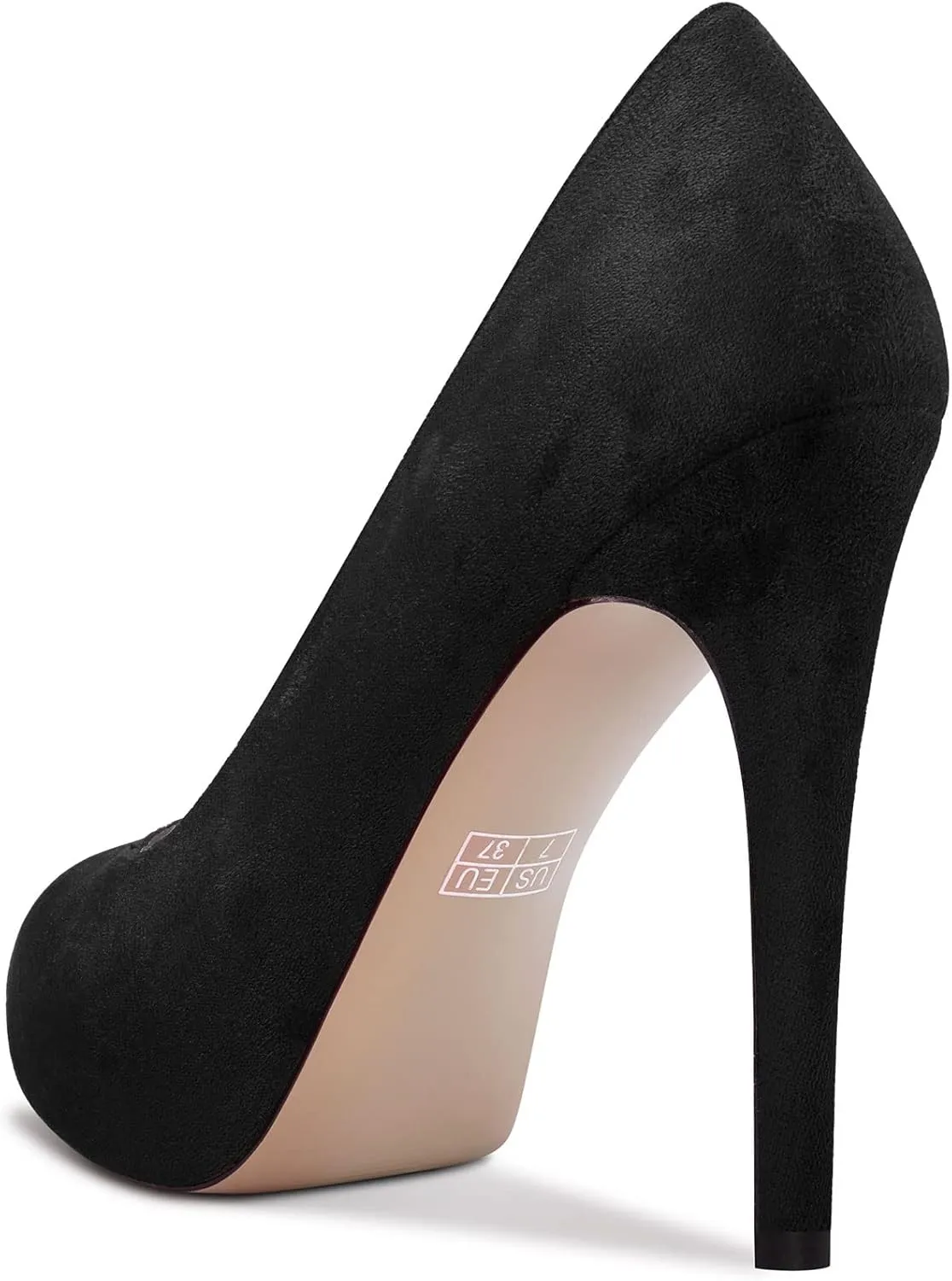 DearOnly Womens Slip On Platform Pumps High Stiletto Heel Closed Round Toe Suede Dress Shoes Bridal Wedding Shopping Vacation 5 Inch