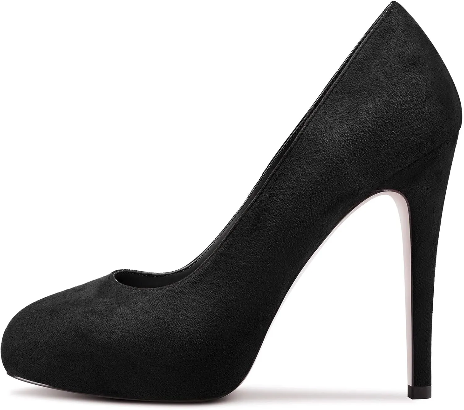 DearOnly Womens Slip On Platform Pumps High Stiletto Heel Closed Round Toe Suede Dress Shoes Bridal Wedding Shopping Vacation 5 Inch