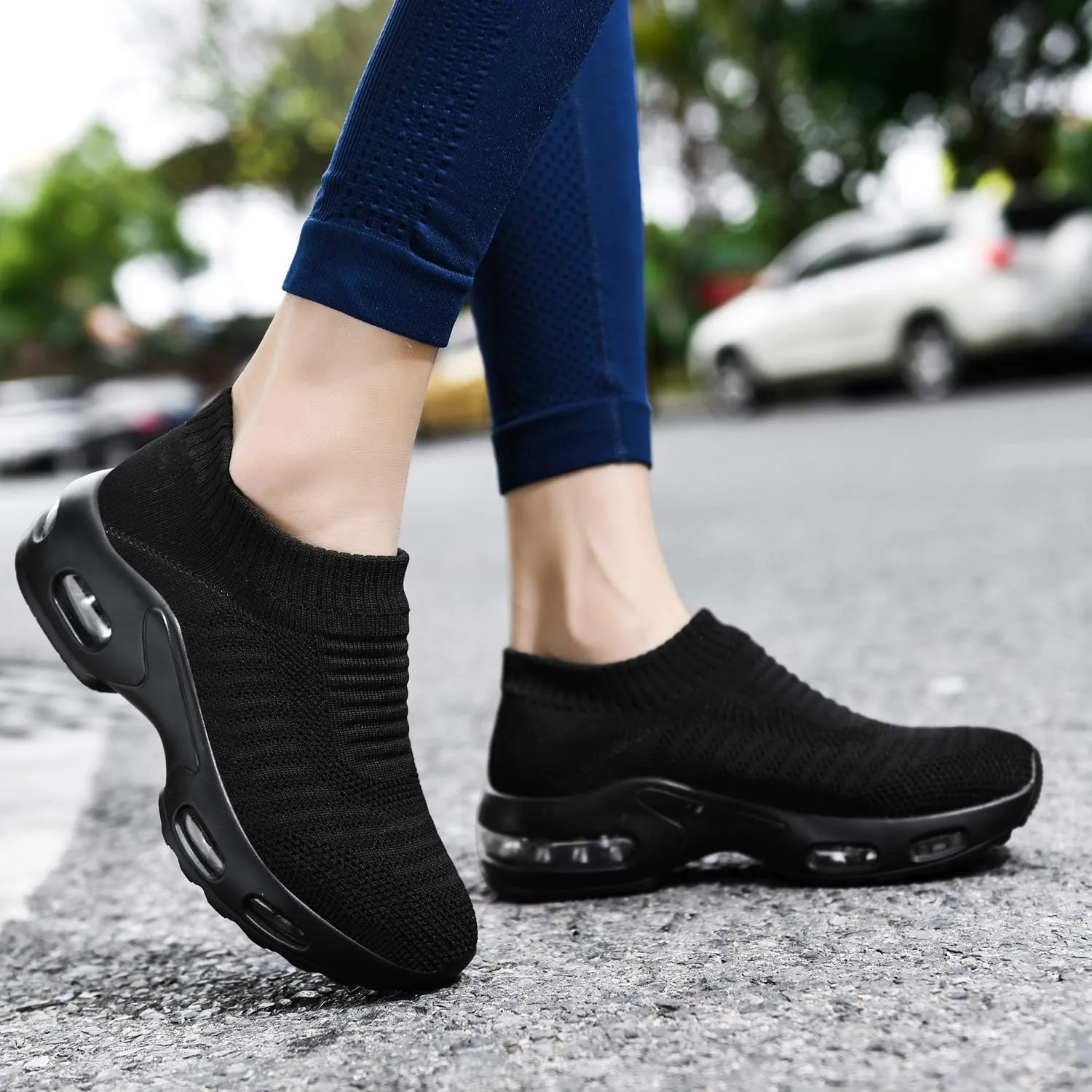 DimaiGlobal Women's Walking Shoes Sock Sneakers Slip On Comfort Mesh Fashion Cushion Lady Girls Modern Jazz Dance Easy Shoes Wedge Platform Loafers