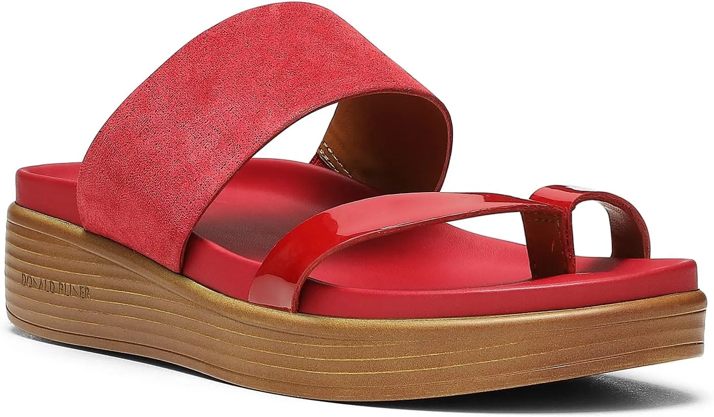 Donald Pliner Women's Farris Distressed Metallic Wedge Sandal