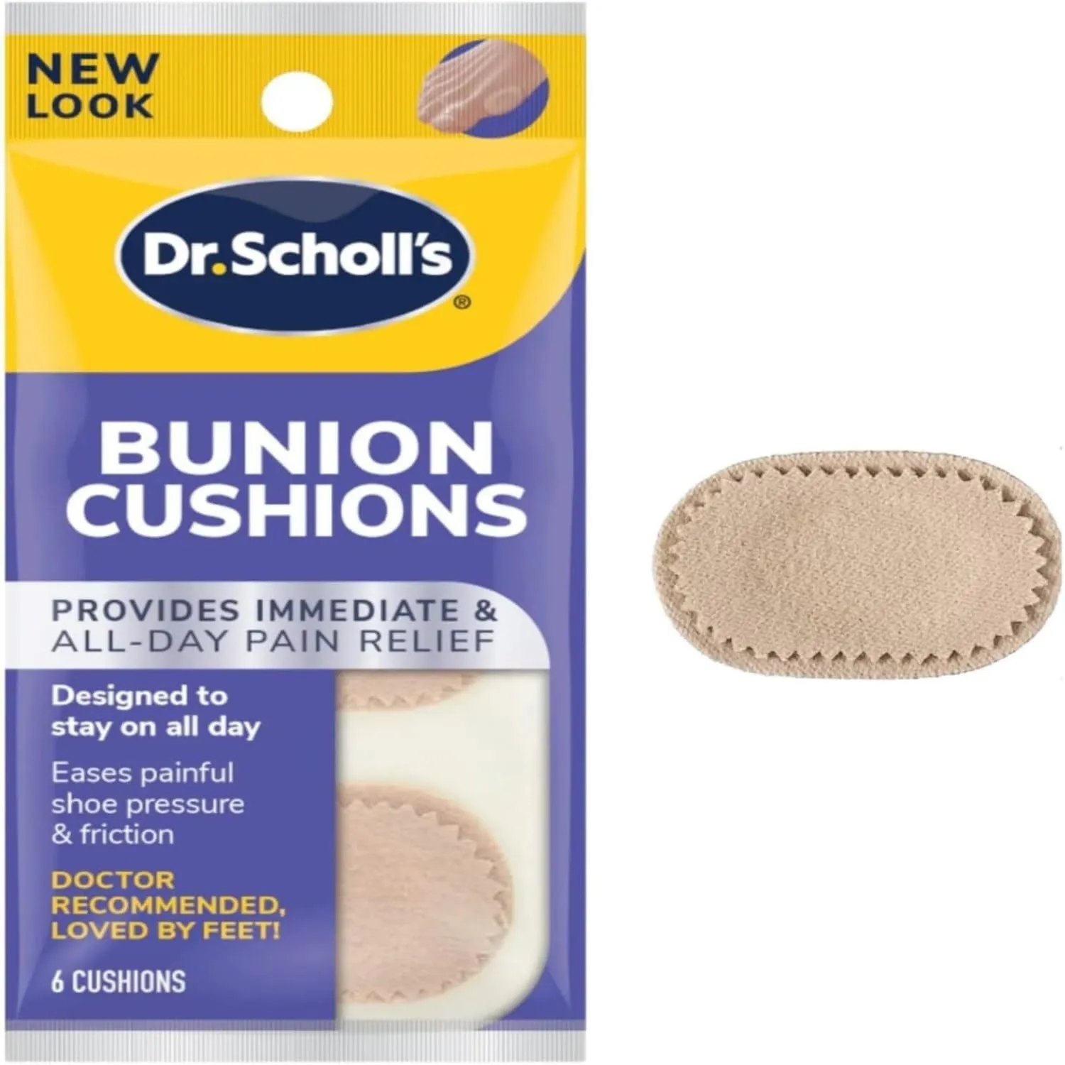 Dr. Scholl's Bunion Cushions, 6ct (Pack of 8) // Dual Cushioning Layer Provides Immediate and All-Day Bunion Pain Relief by Reducing Shoe Pressure and Friction