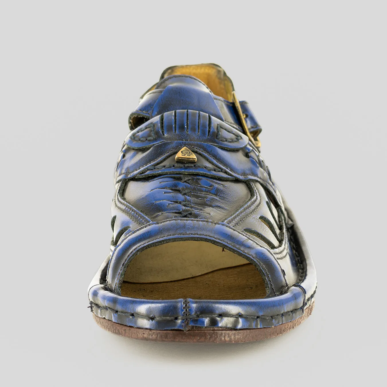 Duna : Leather Sandal in Navy Fiesta Leather