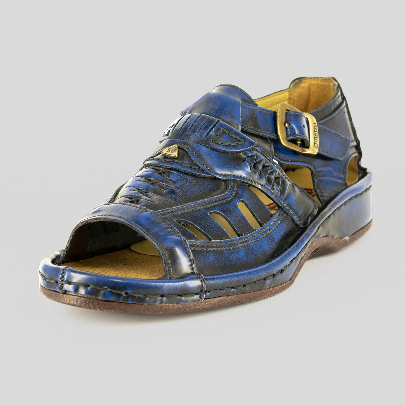 Duna : Leather Sandal in Navy Fiesta Leather