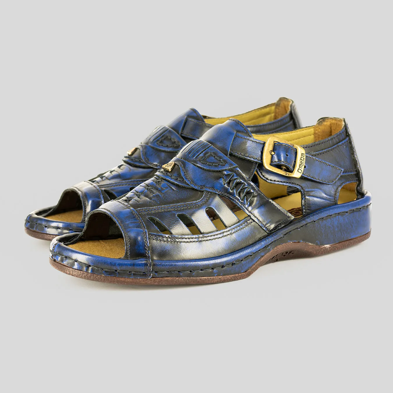 Duna : Leather Sandal in Navy Fiesta Leather