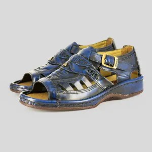 Duna : Leather Sandal in Navy Fiesta Leather