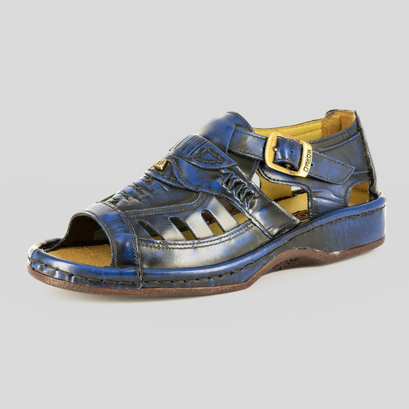 Duna : Leather Sandal in Navy Fiesta Leather