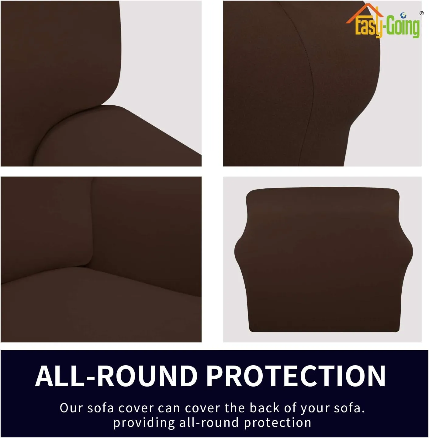 Easy-Going Fleece Stretch Sofa Slipcover Spandex Non-Slip Soft Couch Sofa Cover, Washable Furniture Protector with Anti-Skid Foam and Elastic Bottom for Kids, Pets(Sofa, Coffee)