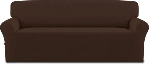 Easy-Going Fleece Stretch Sofa Slipcover Spandex Non-Slip Soft Couch Sofa Cover, Washable Furniture Protector with Anti-Skid Foam and Elastic Bottom for Kids, Pets(Sofa, Coffee)