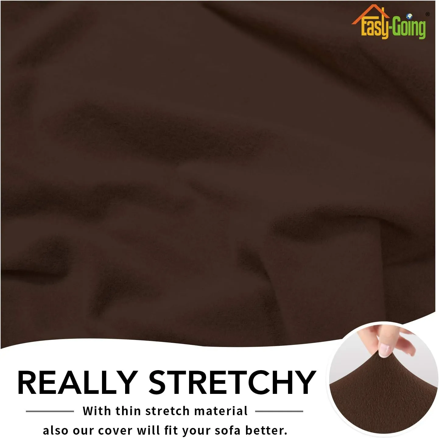 Easy-Going Fleece Stretch Sofa Slipcover Spandex Non-Slip Soft Couch Sofa Cover, Washable Furniture Protector with Anti-Skid Foam and Elastic Bottom for Kids, Pets(Sofa, Coffee)
