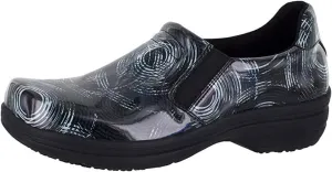 Easy Street womens Bind Clog, Black/Grey Abstract Patent Leather, 9 Wide US