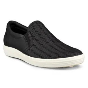 Ecco Soft 7 Woven Black Leather Slip-On (Women's)
