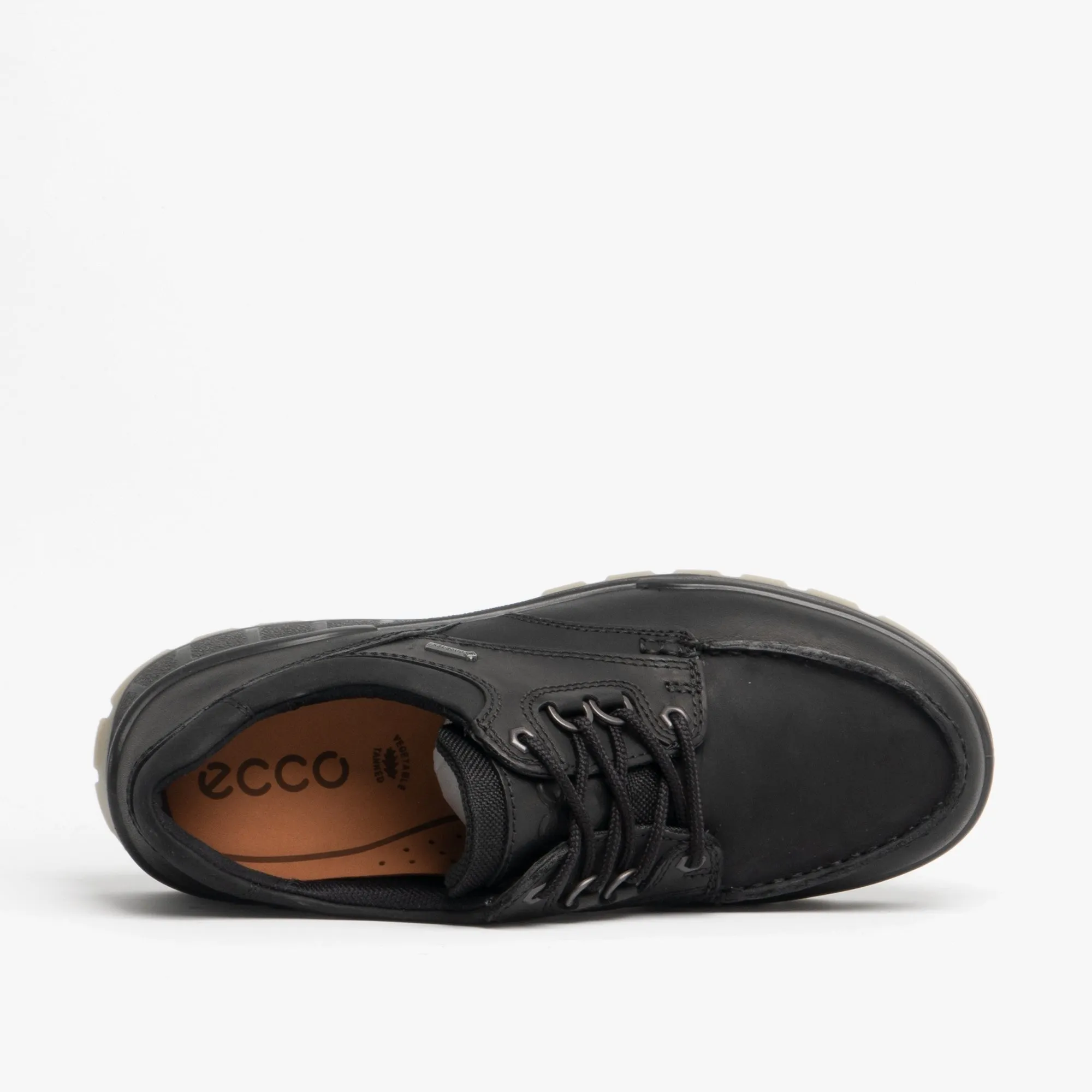 ECCO TRACK 25 Mens Leather Waterproof Lace Up Walking Shoes Black