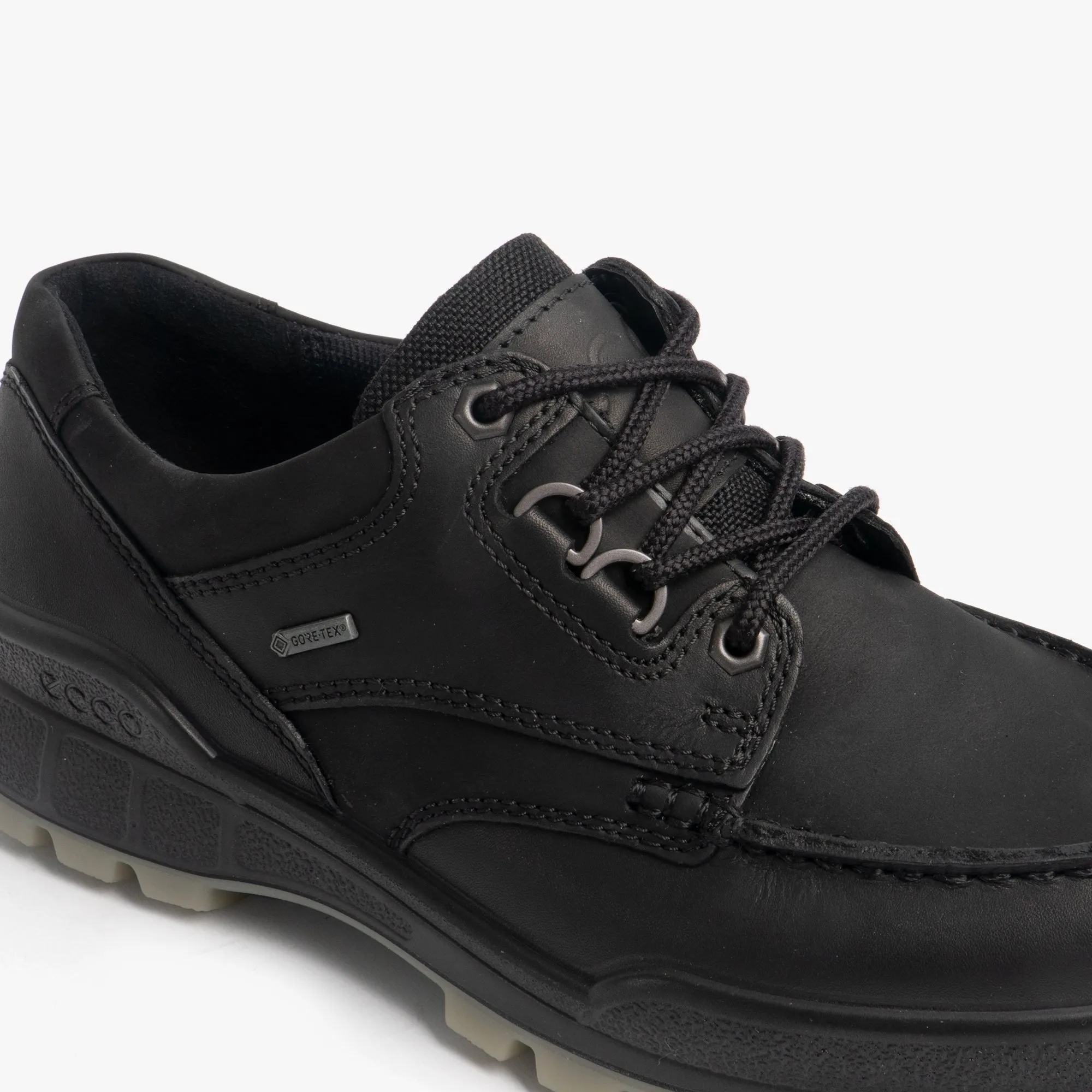 ECCO TRACK 25 Mens Leather Waterproof Lace Up Walking Shoes Black