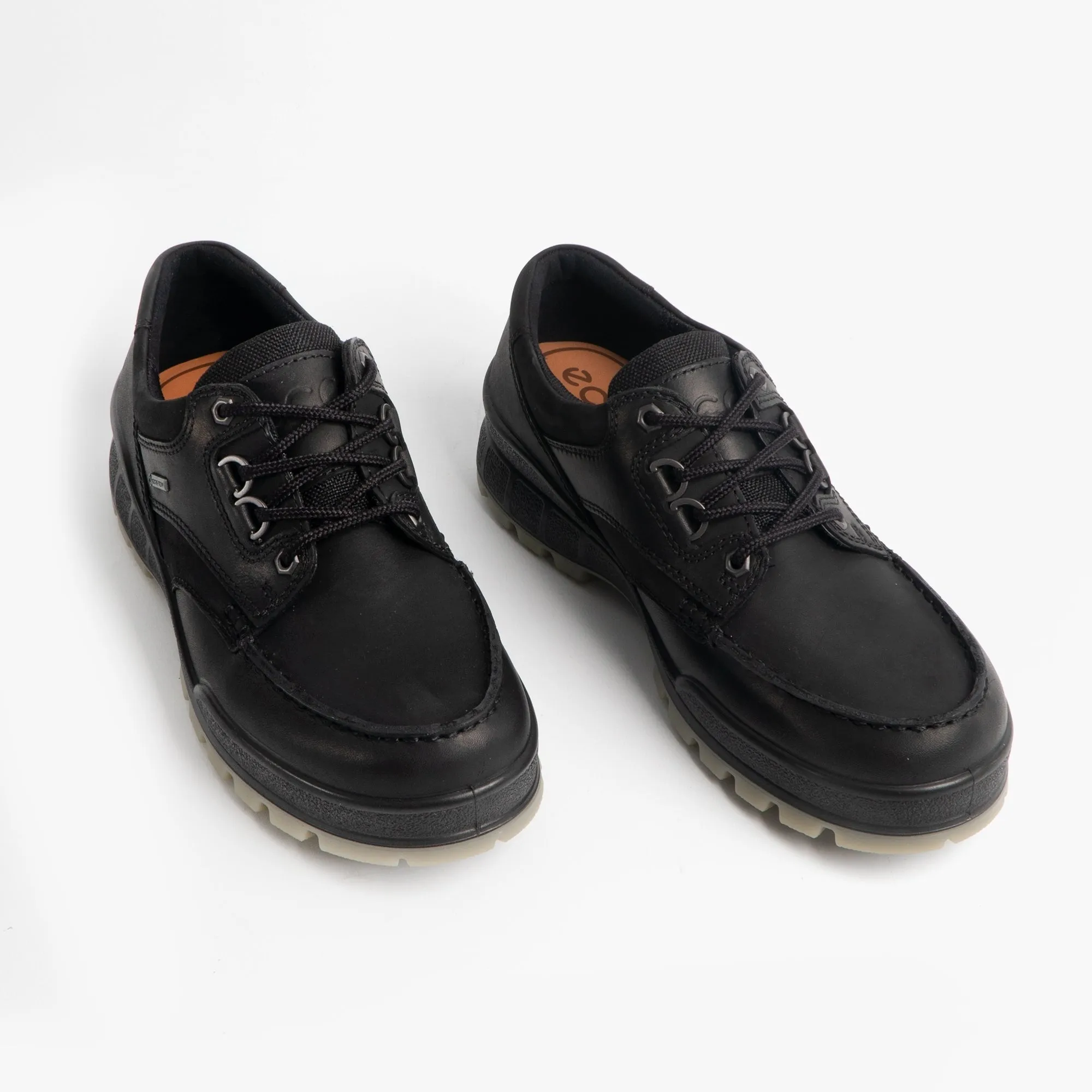 ECCO TRACK 25 Mens Leather Waterproof Lace Up Walking Shoes Black