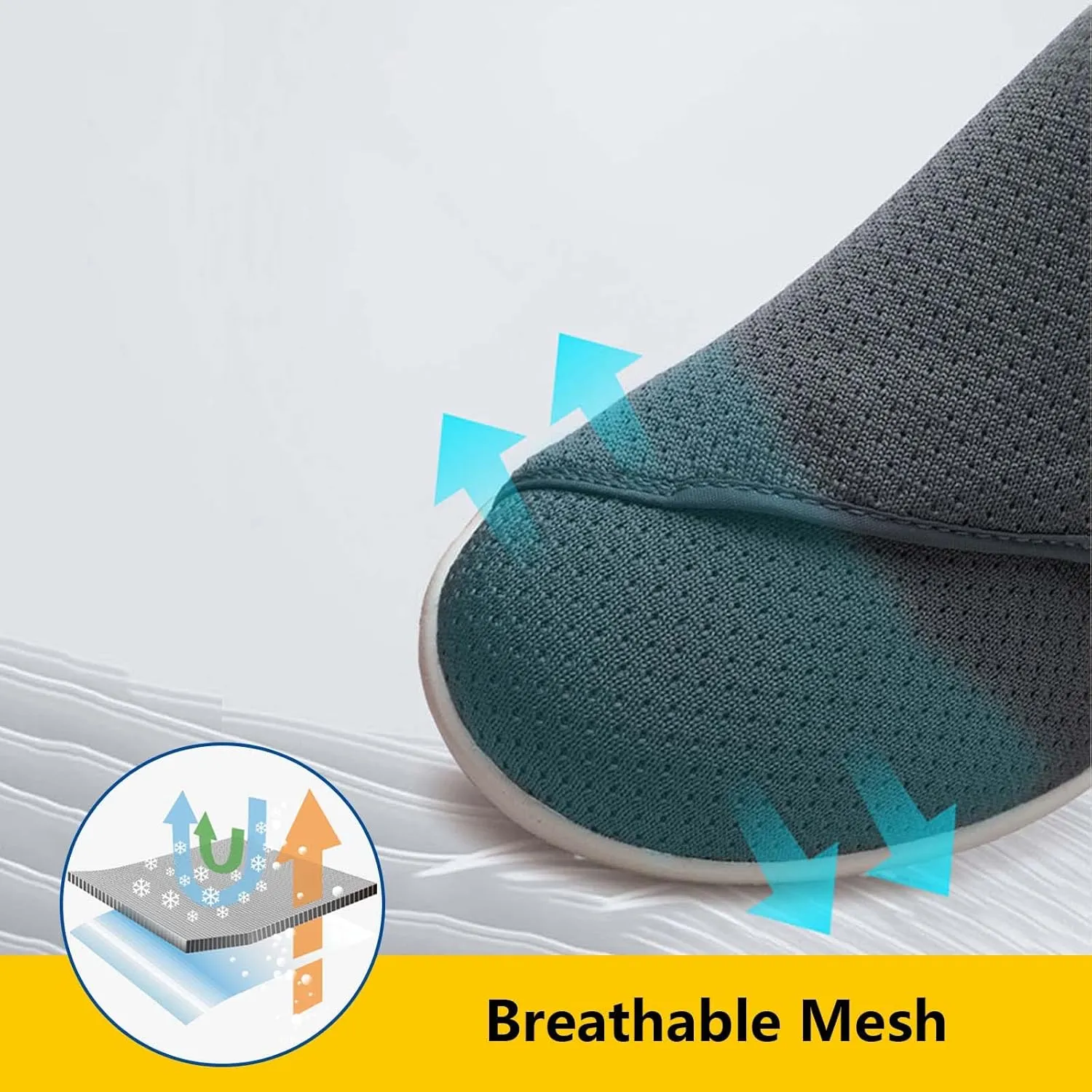 Edema Shoes with Fully Adjustable Closures, Easy On/Off, Air Cushion Walking Sneakers for Elderly Swollen Feet, for dad, Husband, Grandpa