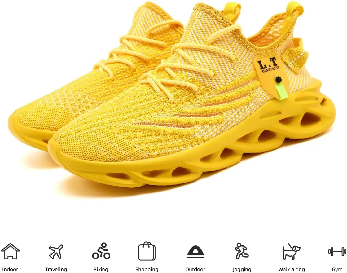 EGMPDA Men Shoes Running Slip On Tennis Walking Shoes Lightweight Breathable Sneakers for Gym Work Casual Soft Sole Trainers Non Slip Athletic Footwear Light_Green Size US 6.5