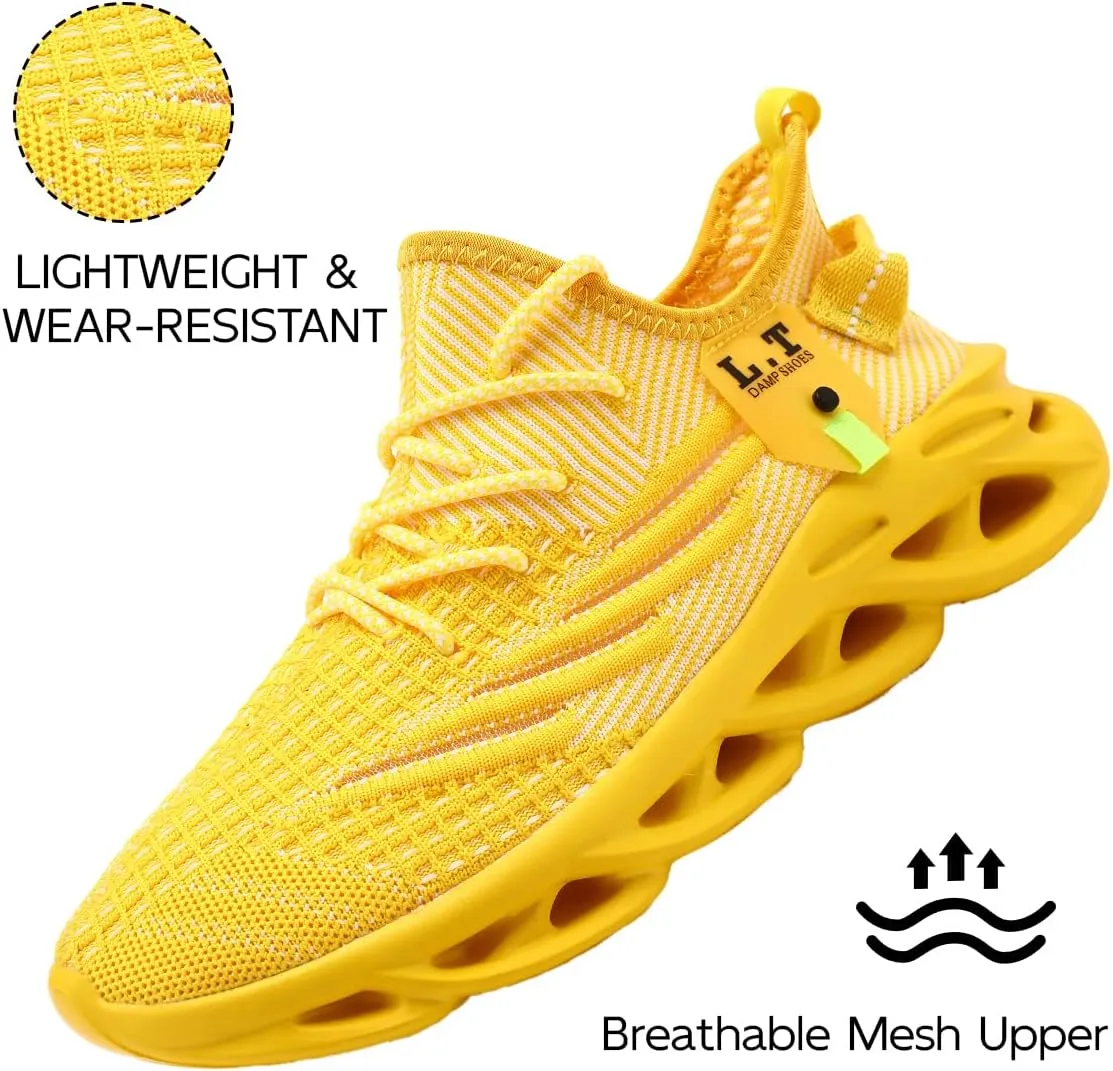 EGMPDA Men Shoes Running Slip On Tennis Walking Shoes Lightweight Breathable Sneakers for Gym Work Casual Soft Sole Trainers Non Slip Athletic Footwear Light_Green Size US 6.5